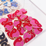 20Pcs Colorful Heart Shape Taiji Yinyang Gossip Charm Enamel Alloy Pendant