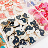 20Pcs Colorful Heart Shape Taiji Yinyang Gossip Charm Enamel Alloy Pendant