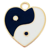 20Pcs Colorful Heart Shape Taiji Yinyang Gossip Charm Enamel Alloy Pendant