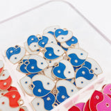20Pcs Colorful Heart Shape Taiji Yinyang Gossip Charm Enamel Alloy Pendant