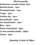 20Pcs Cartoon Wooden Beads Set For DIY Jewelry Making Kits