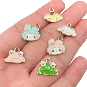 20Pcs Enamel Cartoon Frog Charm Pendant Jewelry Making Supplies