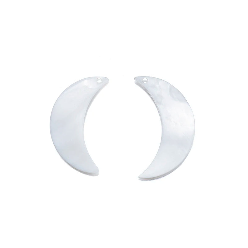 20Pcs Mother of Pearl Shell Moon Charms Pendant DIY Jewelry Making