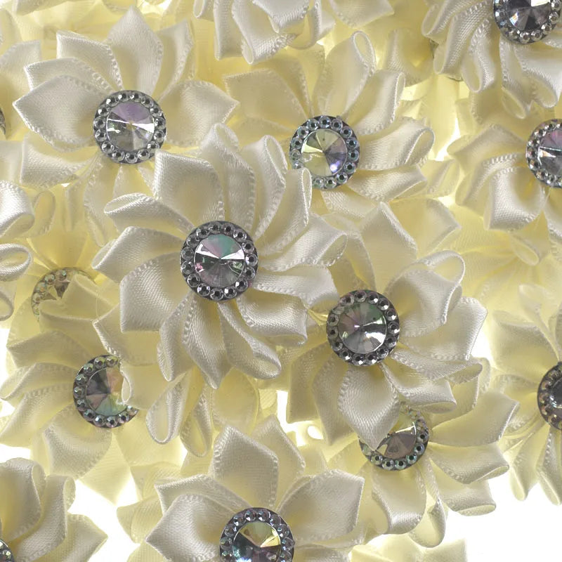 20Pcs 4.5cm Satin Ribbon Flowers DIY Wedding Bouquet Hair Accessories