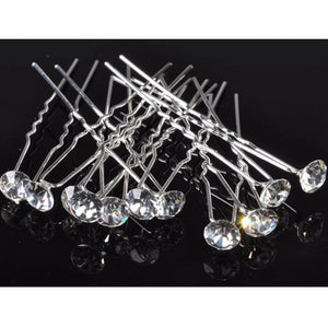 20Pcs Sliver Wedding Bridal Hair Pin Clear Crystal Rhinestone Hairpin Clips