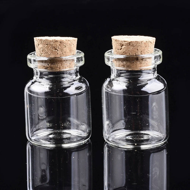 20Pcs Small Clear Glass Bottle Jars With Cork Stopper Vials Containers