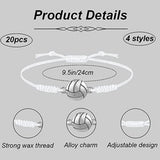 20Pcs Sports Fan Bracelets - Variety Pack of Braided Rope Bracelets