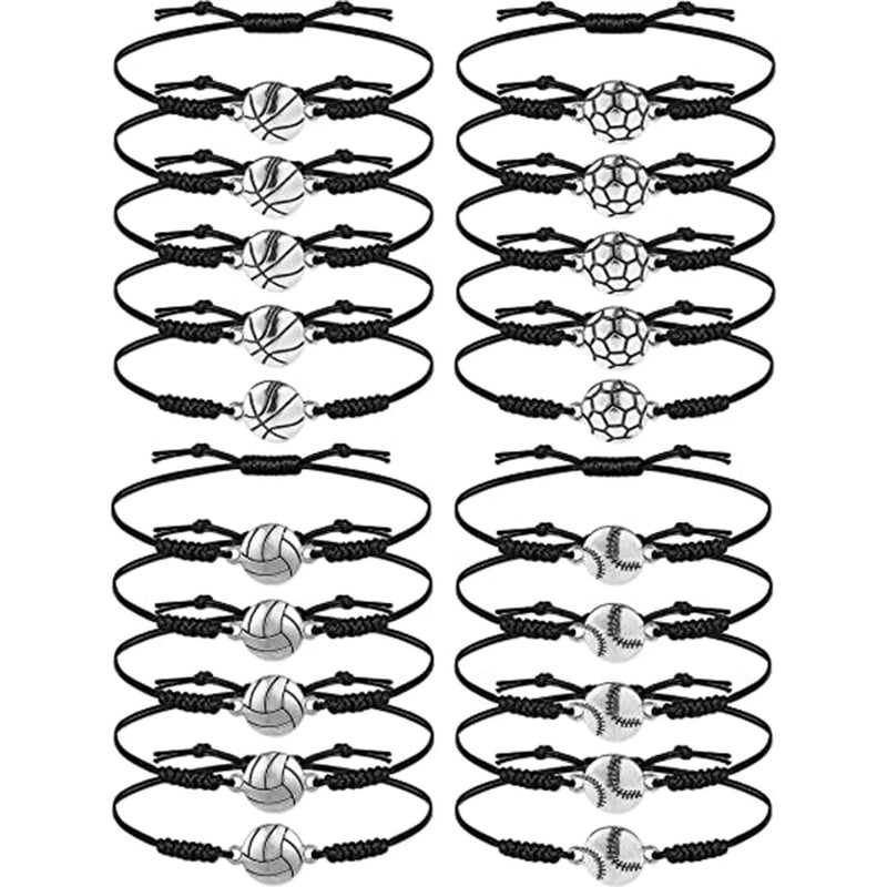 20Pcs Sports Fan Bracelets - Soccer Volleyball Basketball Softball for Girl A