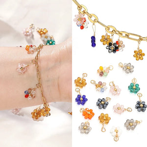 20Pcs Daisy Flower Crystal Charms Pendant for DIY Earring Jewelry