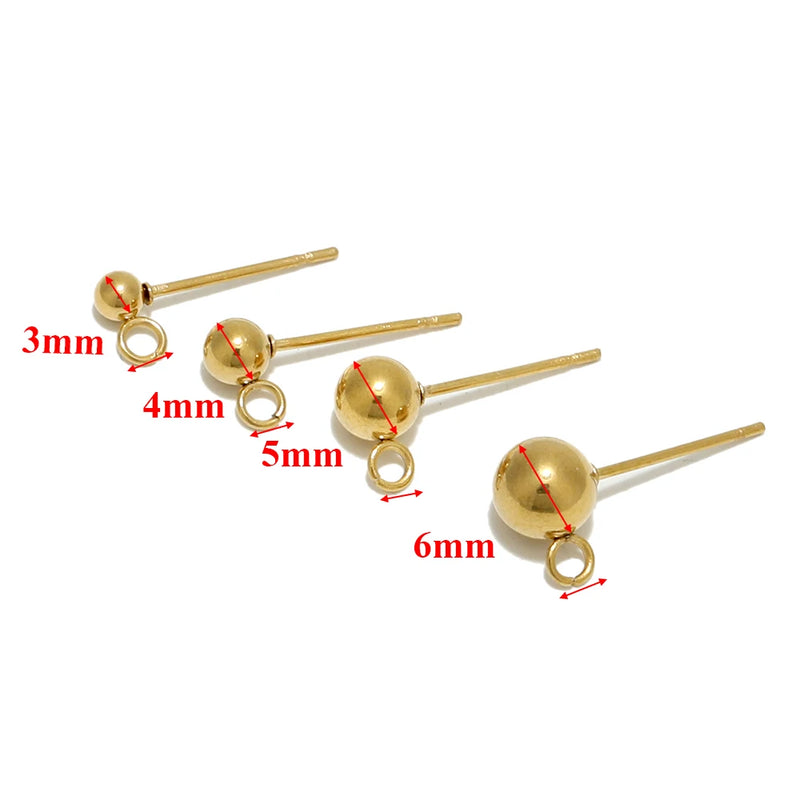 20Pcs Stainless Steel Ball Stud Earrings DIY Jewelry Findings