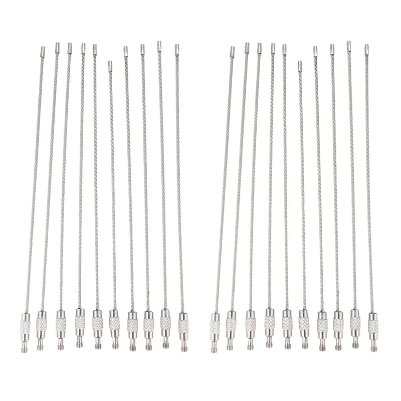 20Pcs Stainless Steel Wire Keychain Cable Rings Outdoor Accessory