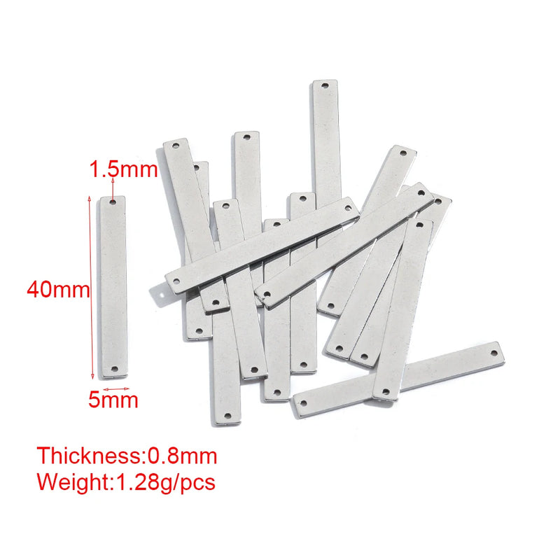 20Pcs Stainless Steel Stamping Bar Blanks Name Plate Rectangle Charms