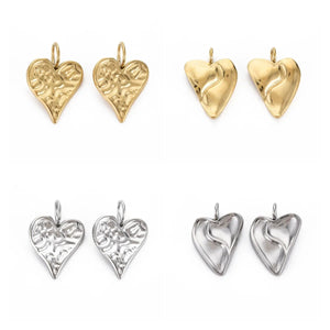 20Pcs Heart Charms Pendant w/ Jump Rings for DIY Jewelry Making
