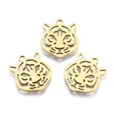 20Pcs Stainless Steel Tiger Wolf Head Charms Silver Plated Animal Pendants