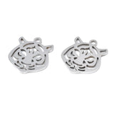 20Pcs Stainless Steel Tiger Wolf Head Charms Silver Plated Animal Pendants