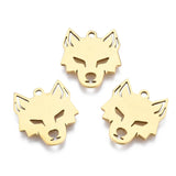20Pcs Stainless Steel Tiger Wolf Head Charms Silver Plated Animal Pendants
