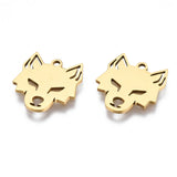20Pcs Stainless Steel Tiger Wolf Head Charms Silver Plated Animal Pendants