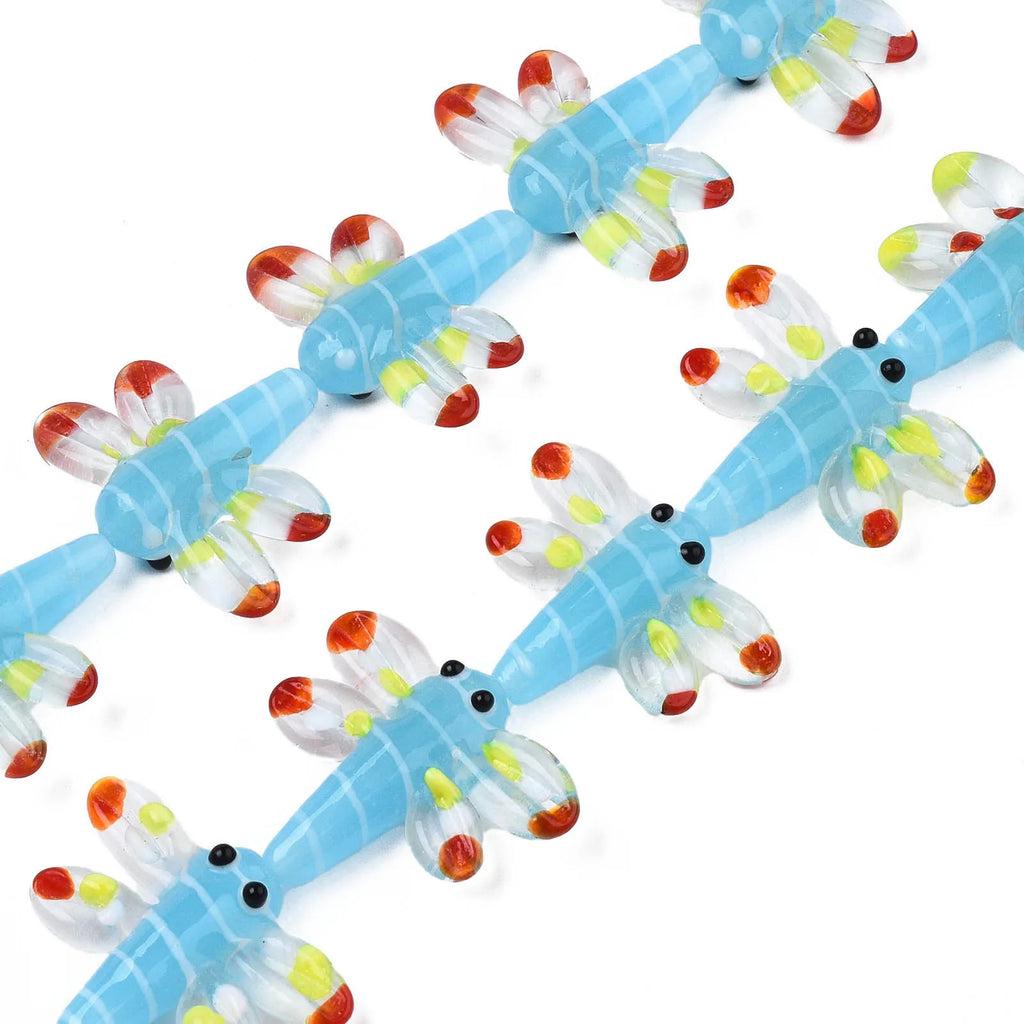 20Pcs Autumn Theme Lampwork Beads Dragonfly Spacer Beads For Bracelet Making