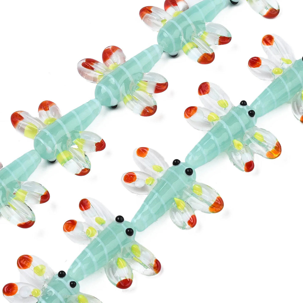 20Pcs Autumn Theme Lampwork Beads Dragonfly Spacer Beads For Bracelet Making