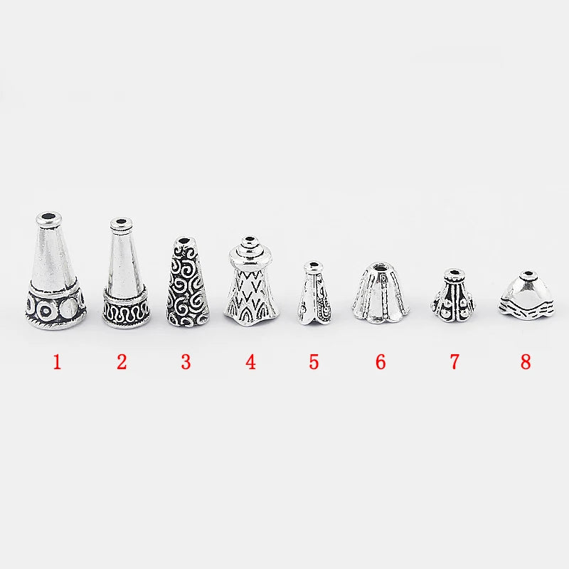 20Pcs Tibetan Silver Tassel Cord End Caps for 1.5mm Leather Cord DIY Jewelry