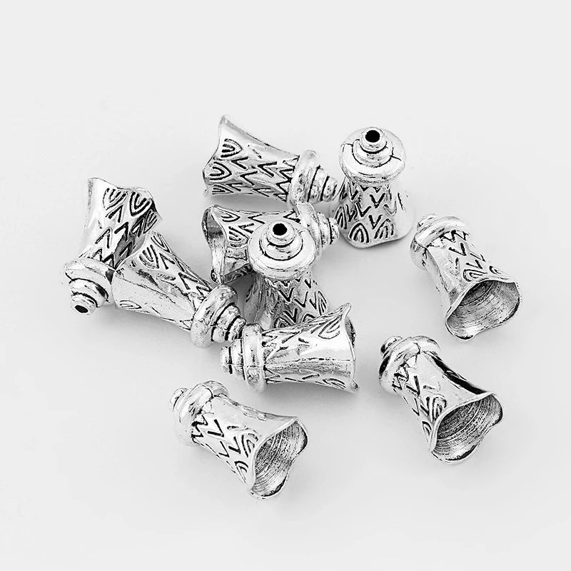 20Pcs Tibetan Silver Tassel Cord End Caps for 1.5mm Leather Cord DIY Jewelry