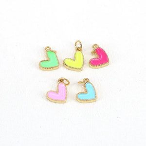 20Pcs Tiny Heart Charm, Multicolor Enamel, Necklace Bracelet Earring Pendant