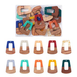 20Pcs Wood Resin Charms Geometric Pendants DIY Jewelry Making