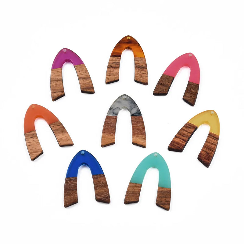 20Pcs Two Tone Resin Wood Slab Charms for Earrings, DIY Jewelry Making