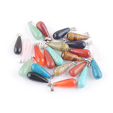 20Pcs Water Drop Stone Pendants Tigers Eye Opal Quartz IBV011
