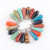 20Pcs Water Drop Stone Pendants Tigers Eye Opal Quartz IBV011