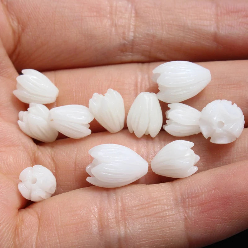 20Pcs Jasmine Flower Artificial Coral Beads 7-8mm for Jewelry Making