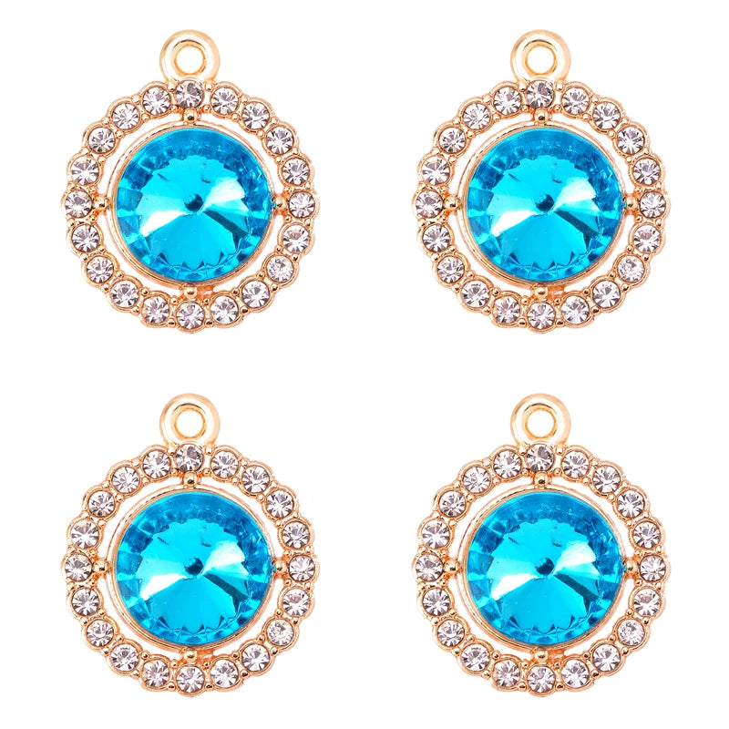 20Pcs Colorful Crystal Round Charm Pendant DIY Jewelry Making Accessories
