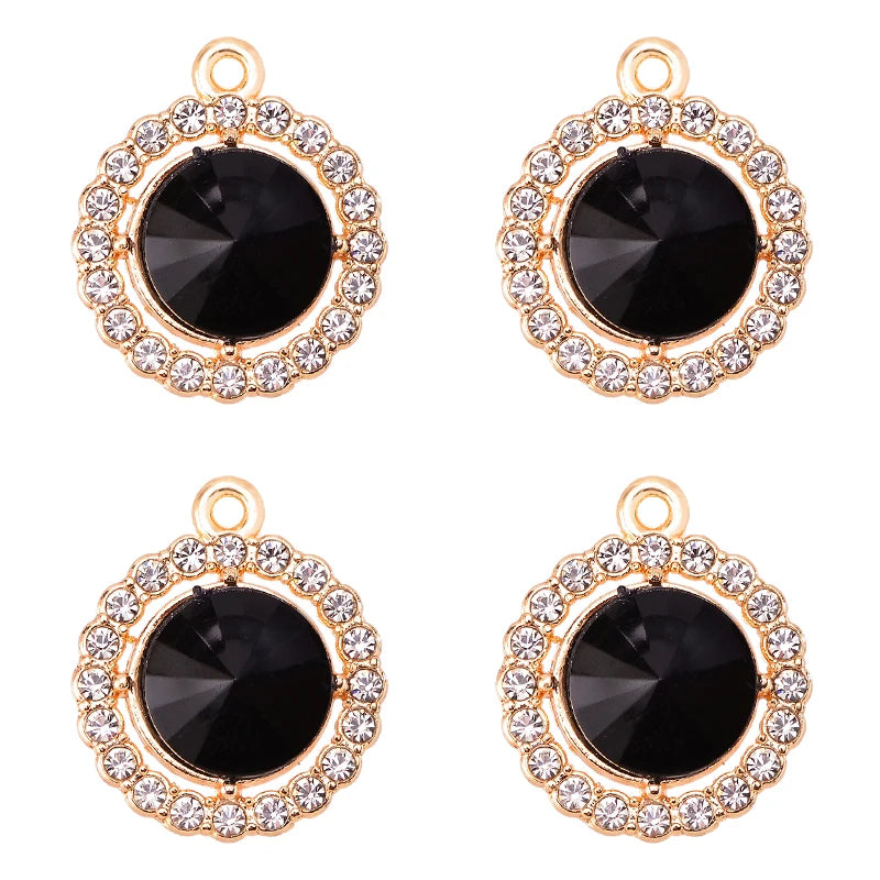 20Pcs Colorful Crystal Round Charm Pendant DIY Jewelry Making Accessories