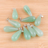 20Pcs Aventurine Water Drop Stone Pendants for Jewelry Making