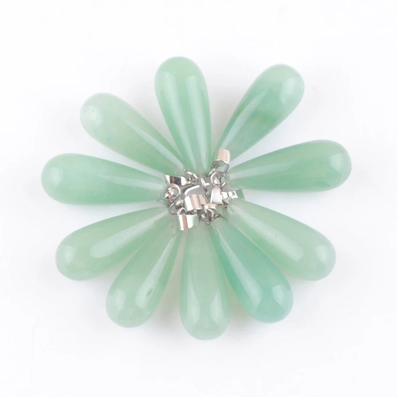 20Pcs Aventurine Water Drop Stone Pendants for Jewelry Making