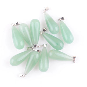 20Pcs Aventurine Water Drop Stone Pendants for Jewelry Making
