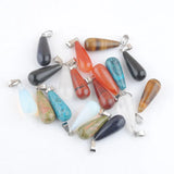 20Pcs Natural Stone Water Drop Crystal Agates Opal Pendulum Charm