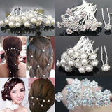 20Pcs Women U-shaped Pin Barrette Clip Hairpins Simulated Pearl Bridal Tiara