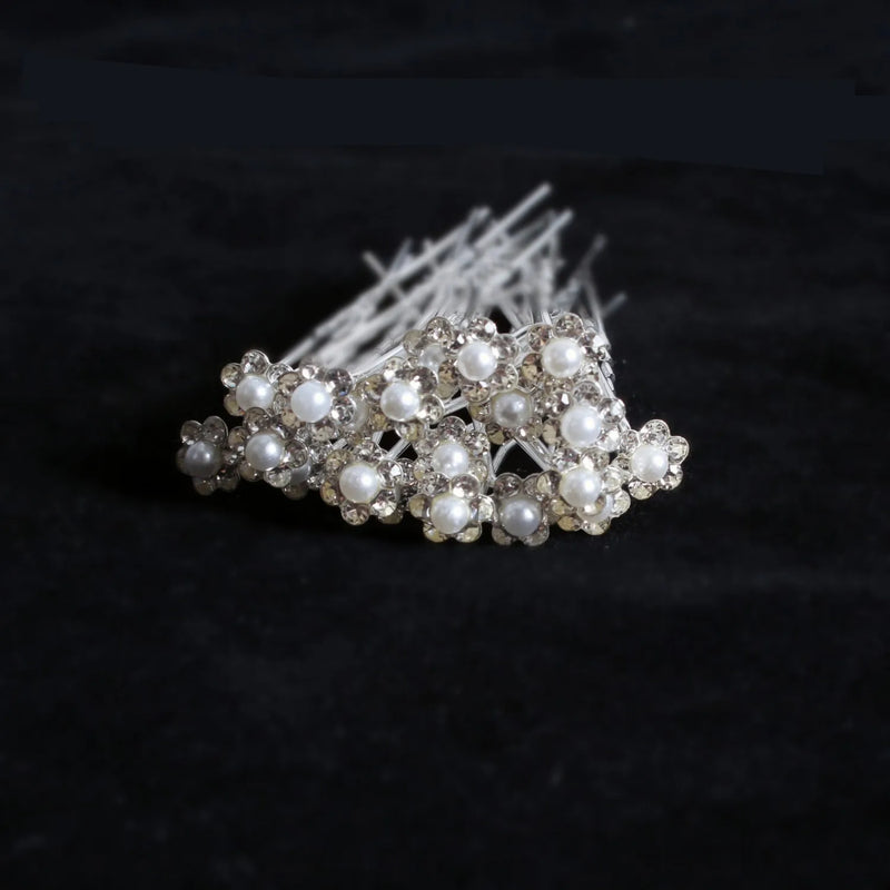 20Pcs Women U-shaped Pin Barrette Clip Hairpins Simulated Pearl Bridal Tiara