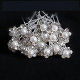 20Pcs Women U-shaped Pin Barrette Clip Hairpins Simulated Pearl Bridal Tiara