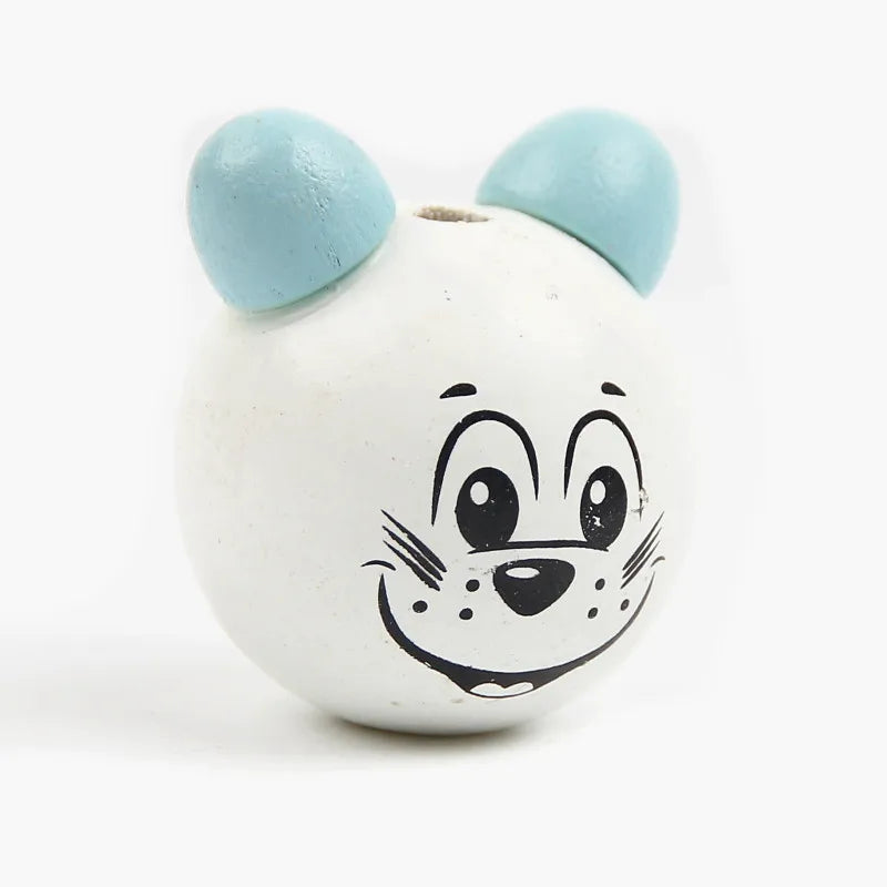 20Pcs 3D Panda Smiling Face Wooden Beads for DIY Jewelry Making Kids Toys