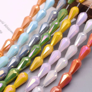 20Pcs Water Drop Faceted Crystal Beads 8x14mm Teardrop Shape Austria Crystal