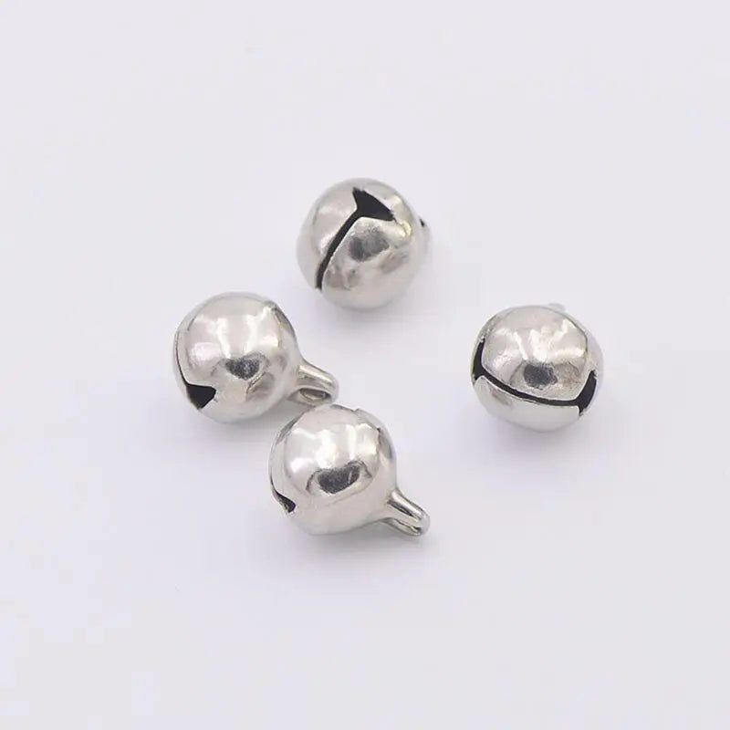 20Pcs Christmas Jingle Bell Charms Stainless Steel Pendants Jewelry DIY 6mm