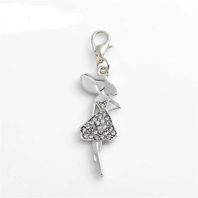 20Pcs Clear Crystal Lady Charms Pendant DIY Bracelet Necklace Jewelry