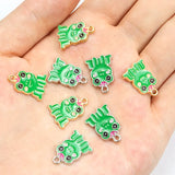 20Pcs Enamel Cartoon Frog Charms for DIY Jewelry Making