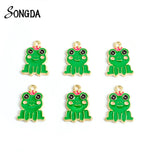 20Pcs Enamel Cartoon Frog Charms for DIY Jewelry Making