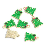 20Pcs Enamel Cartoon Frog Charms for DIY Jewelry Making