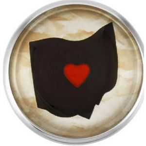 20Pcs Map Of Ohio Snap Buttons Glass Ginger Snap Jewelry Fit 18mm Snap Bracelets