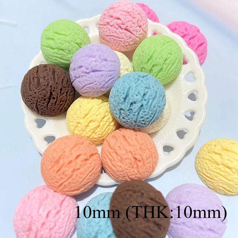 20Pcs Mixed Style Ice Cream Ball Resin Food Decor Brooch Magnet DIY Crafts