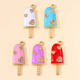 20Pcs Zircon Ice Cream Colorful Enamel Charms for DIY Jewelry Making